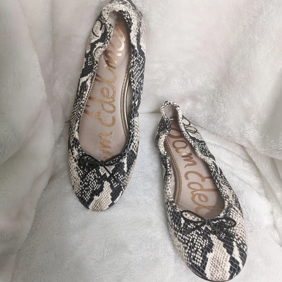 Sam Edelman Rodney D'orsay Ballet Flats Dusty Blue snake print Leather